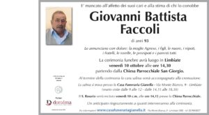 Annuncio funebre - Giovanni Battista Faccoli