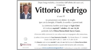 Annuncio funebre - Vittorio Fedrigo