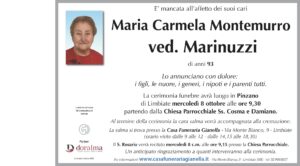 Annuncio funebre - Maria Carmela Montemurro ved. Marinuzzi