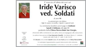Annuncio funebre - Iride Varisco ved. Soldati