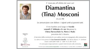 Annuncio funebre - Diamantina (Tina) Mosconi