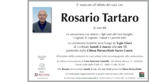 Annuncio funebre - Rosario Tartaro