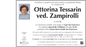 Annuncio funebre - Ottorina Tessarin ved. Zampirolli