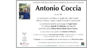 Annuncio funebre - Antonio Coccia
