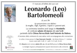 Annuncio funebre - Leonardo (Leo) Bartolomeoli
