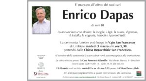 Annuncio funebre - Enrico Dapas