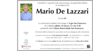 Annuncio funebre - Mario De Lazzari