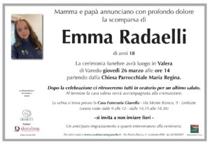 Annuncio funebre - Emma Radaelli