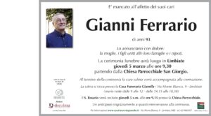 Annuncio funebre - Gianni Ferrario