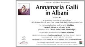 Annuncio funebre - Annamaria Galli in Albani