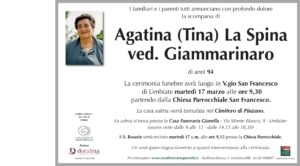 Annuncio funebre - Agatina (Tina) La Spina ved. Giammarinaro