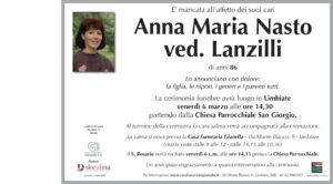 Annuncio funebre - Anna Maria Nasto ved. Lanzilli