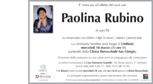 Annuncio funebre - Paolina Rubino
