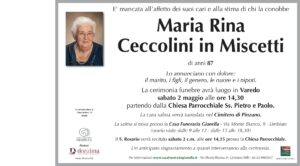 Annuncio funebre - Maria Rina Ceccolini in Miscetti