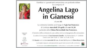 Annuncio funebre - Angelina Lago in Gianessi