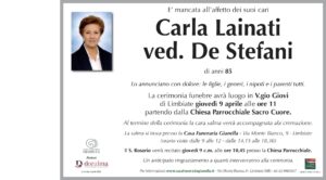 Annuncio funebre - Carla Lainati ved. De Stefani