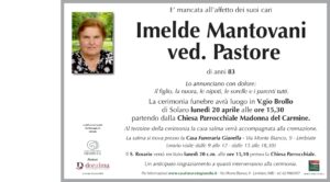 Annuncio funebre - Imelde Mantovani ved. Pastore