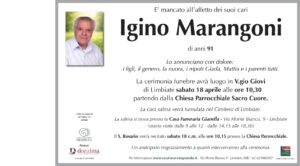 Annuncio funebre - Igino Marangoni