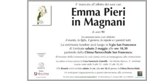 Annuncio funebre - Emma Pieri in Magnani