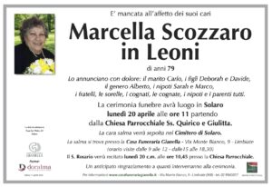 Annuncio funebre - Marcella Scozzaro in Leoni