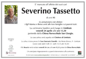 Annuncio funebre - Severino Tassetto