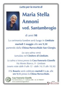 Annuncio funebre - Maria Stella Annoni ved. Santambrogio