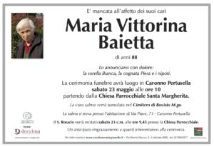 Annuncio funebre - Maria Vittorina Baietta