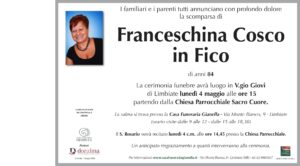 Annuncio funebre - Franceschina Cosco in Fico
