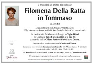 Annuncio funebre - Filomena Della Ratta in Tommaso