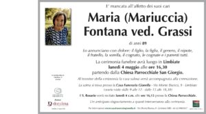 Annuncio funebre - Maria (Mariuccia) Fontana ved. Grassi