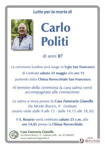 Annuncio funebre - Carlo Politi