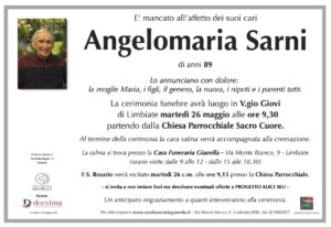 Annuncio funebre - Angelomaria Sarni