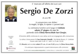 Annuncio funebre - Sergio De Zorzi
