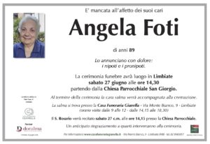 Annuncio funebre - Angela Foti