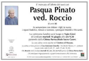 Annuncio funebre - Pasqua Pinato ved. Roccio