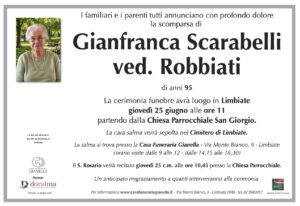Annuncio funebre - Gianfranca Scarabelli ved. Robbiati