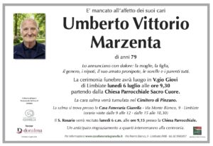 Annuncio funebre - Umberto Vittorio Marzenta