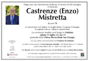 Annuncio funebre - Castrenze (Enzo) Mistretta