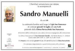 Annuncio funebre - Sandro Manuelli
