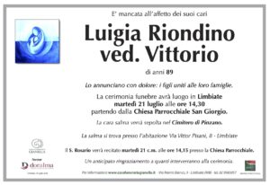 Annuncio funebre - Luigia Riondino ved. Vittorio