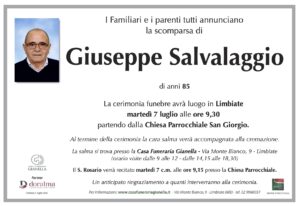 Annuncio funebre - Giuseppe Salvalaggio
