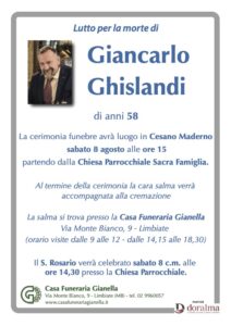 Annuncio funebre - Giancarlo Ghislandi