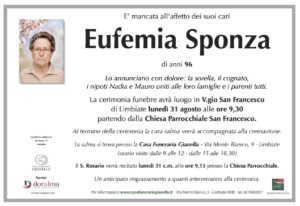 Annuncio funebre - Eufemia Sponza