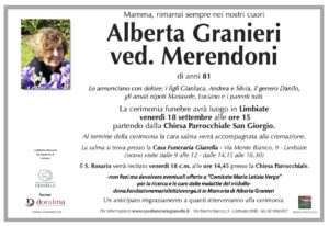 Annuncio funebre - Alberta Granieri ved. Merendoni