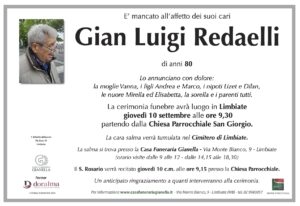 Annuncio funebre - Gian Luigi Redaelli