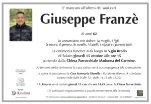 Annuncio funebre - Giuseppe Franzè